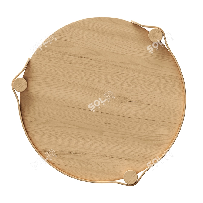 Woody Oak Round Side Table 3D model image 4