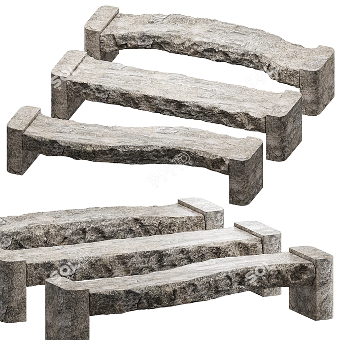 Stone Park Bench 2000mm Corona 3D model image 1