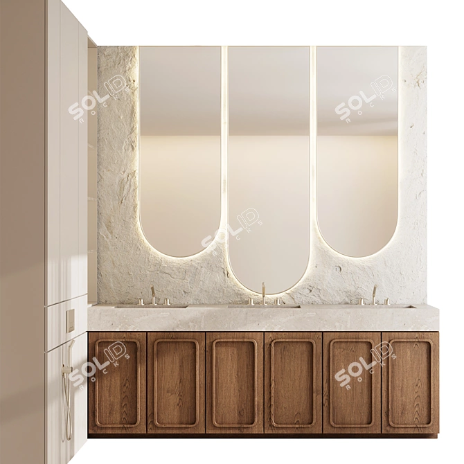 Modern Mina Bathroom Set 3D model image 2