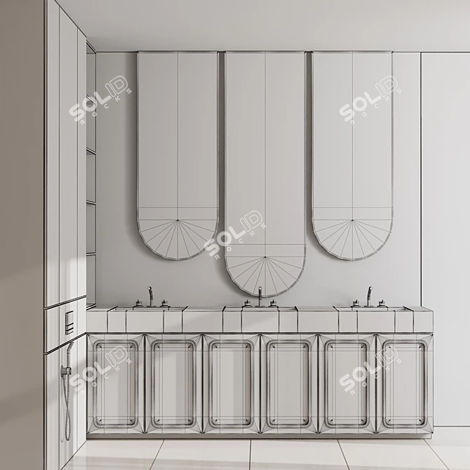 Modern Mina Bathroom Set 3D model image 5