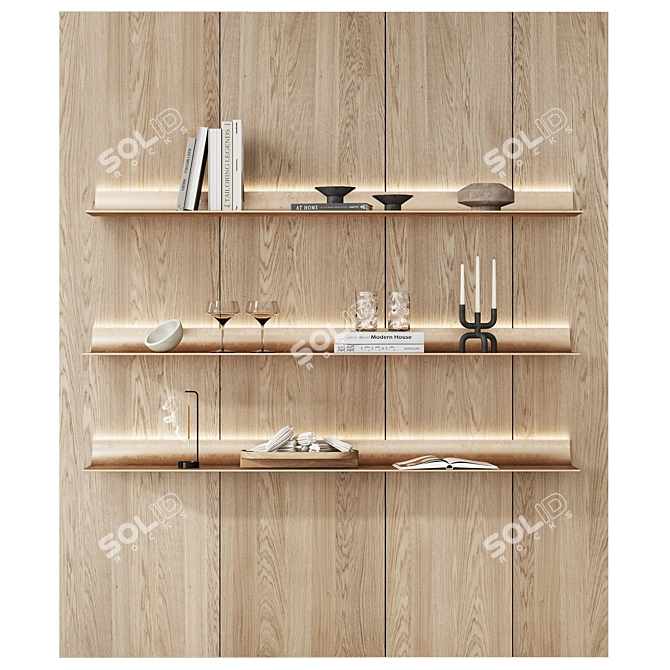 Industrial-Style Hanging Metal Shelves 3D model image 1