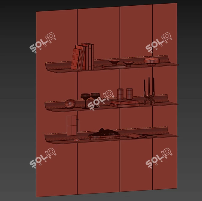 Industrial-Style Hanging Metal Shelves 3D model image 5