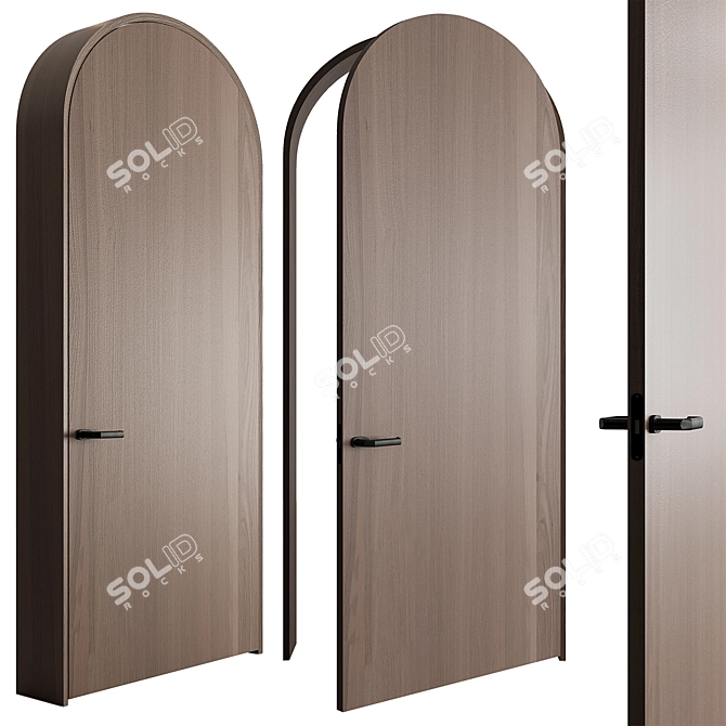 Elegant Arched Wood Door 3D model image 1