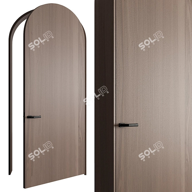 Elegant Arched Wood Door 3D model image 2