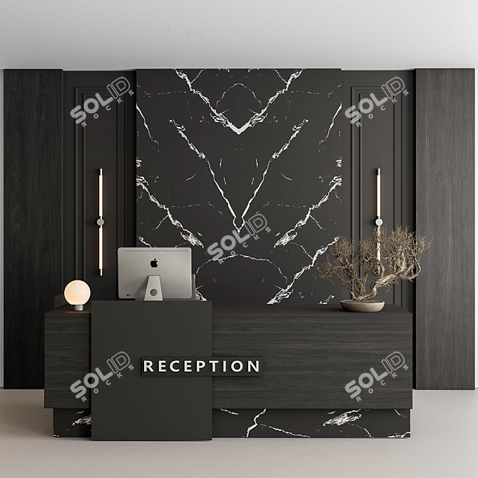 Modern Reception Desk Office Set 3D model image 2