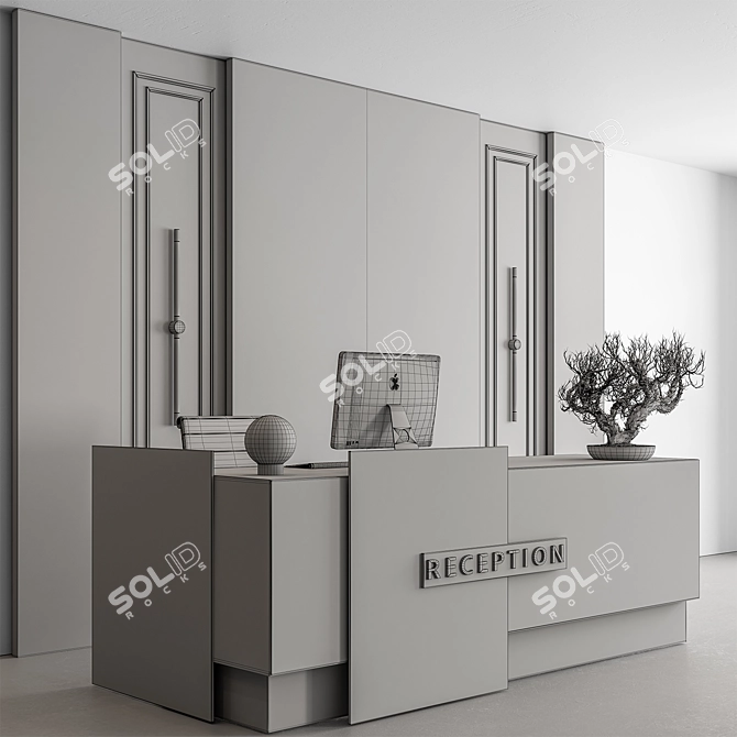 Modern Reception Desk Office Set 3D model image 4