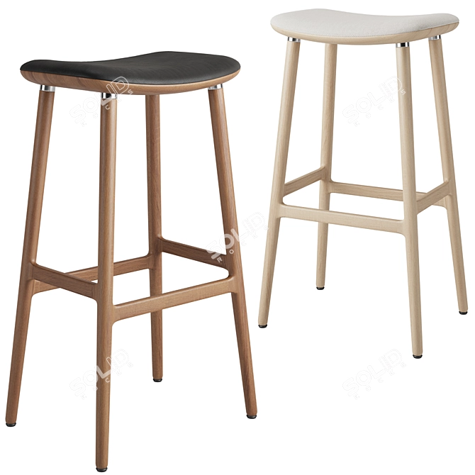 Elegant Naru Bar Stool 3D model image 1