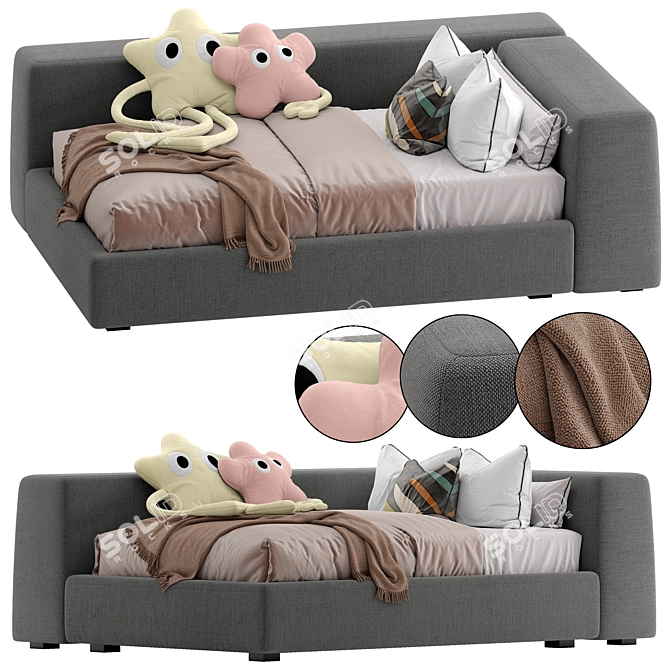 Cozy Single Bed Siena: Plush Paradise 3D model image 1