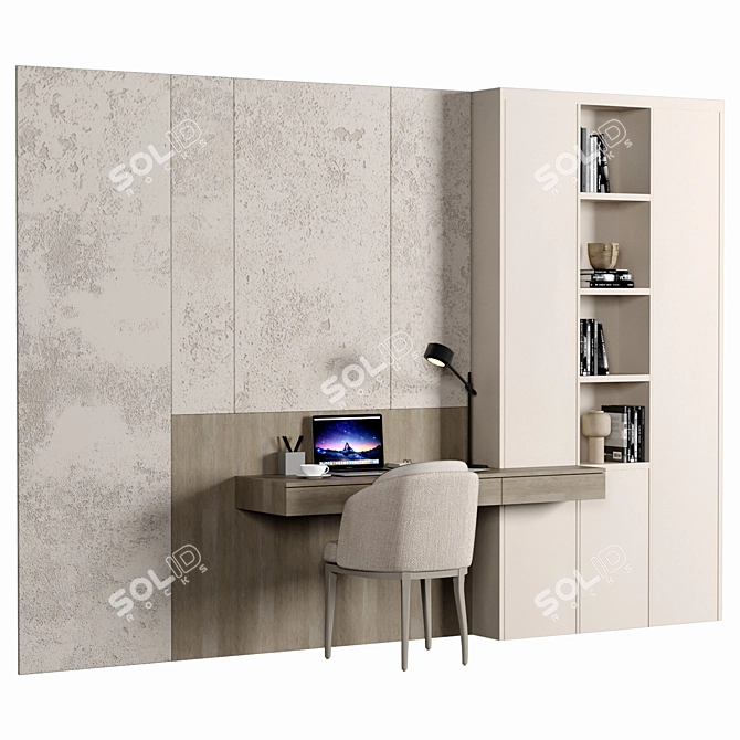 Elegant Home Office Furniture Set 3D model image 2