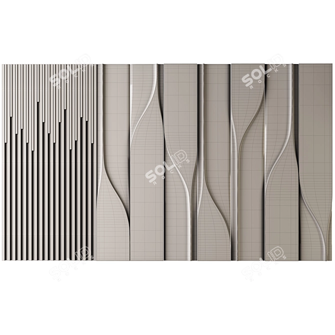 Modern 3D Wall Panel Headboard 3D model image 3