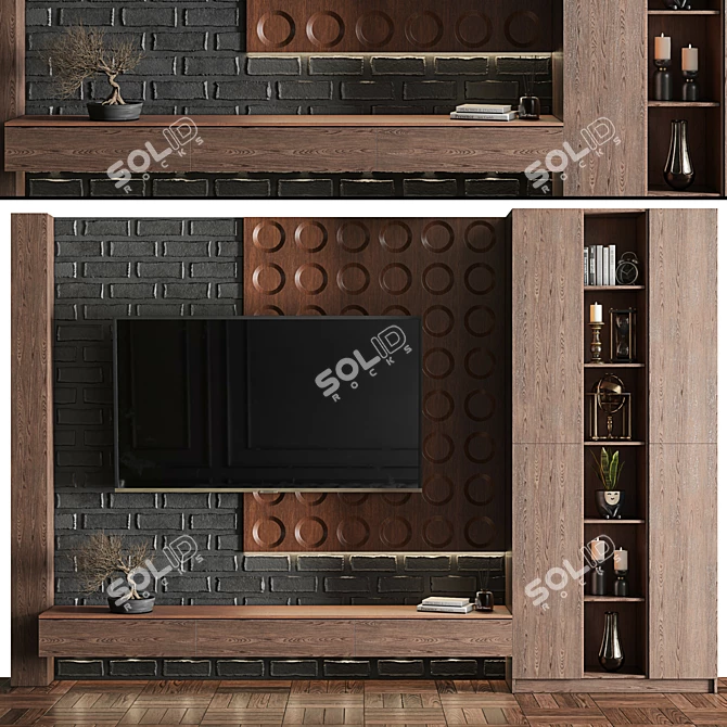 Modern TV Wall Decor Set 3D model image 1