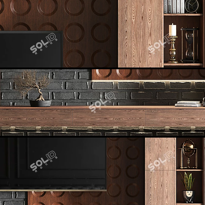 Modern TV Wall Decor Set 3D model image 2