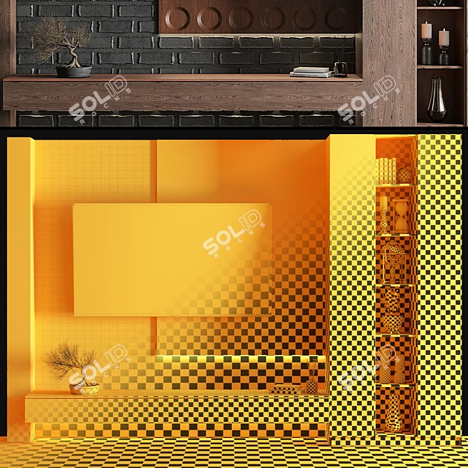 Modern TV Wall Decor Set 3D model image 3