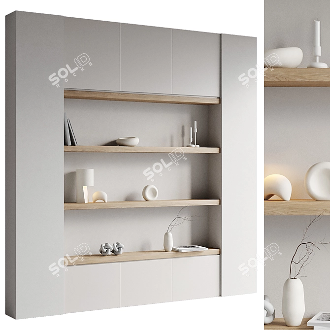 Scandi Style Decorative Shelf Set 3D model image 1