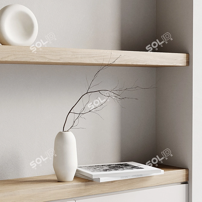 Scandi Style Decorative Shelf Set 3D model image 2