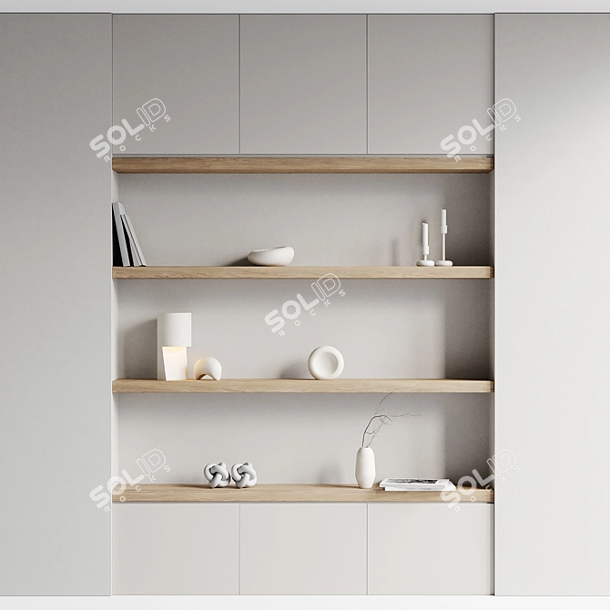 Scandi Style Decorative Shelf Set 3D model image 3