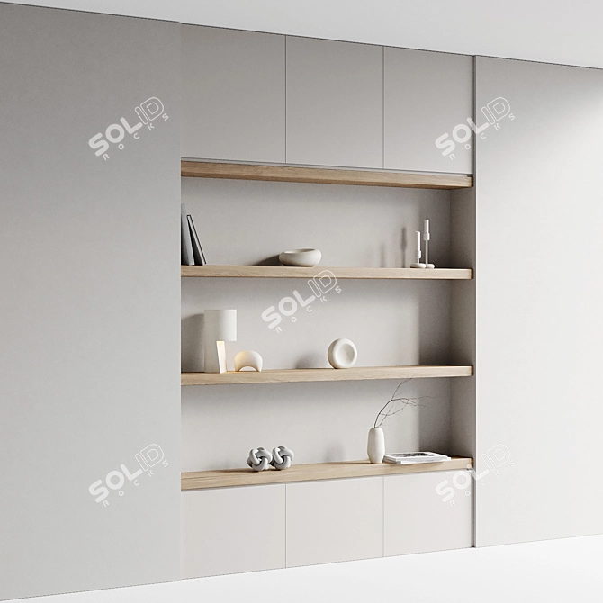 Scandi Style Decorative Shelf Set 3D model image 5