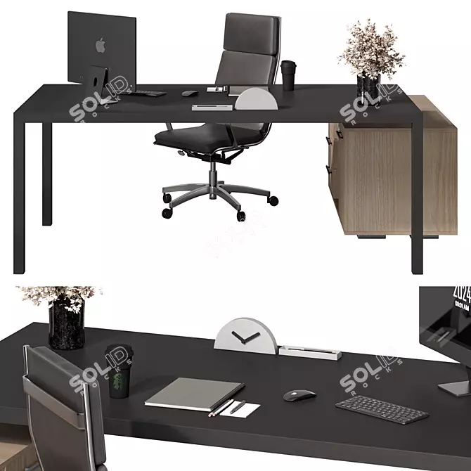 Executive L-Shaped Office Desk 3D model image 1