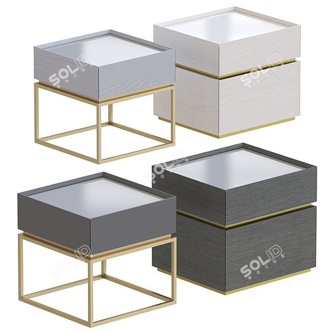 Sakhalin Bedside Tables in 4 Colors 3D model image 1