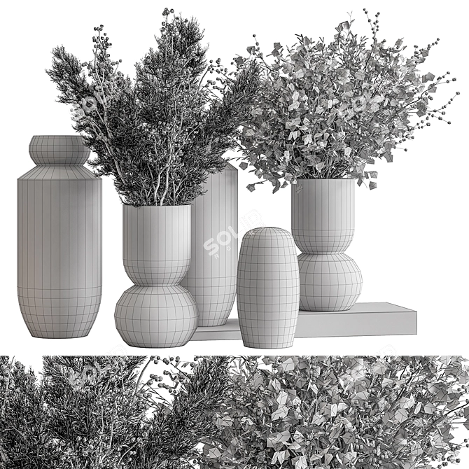  Elegant Vase Plant Set 3D model image 3