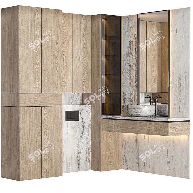 Modern Bathroom Furniture Set 3D model image 1