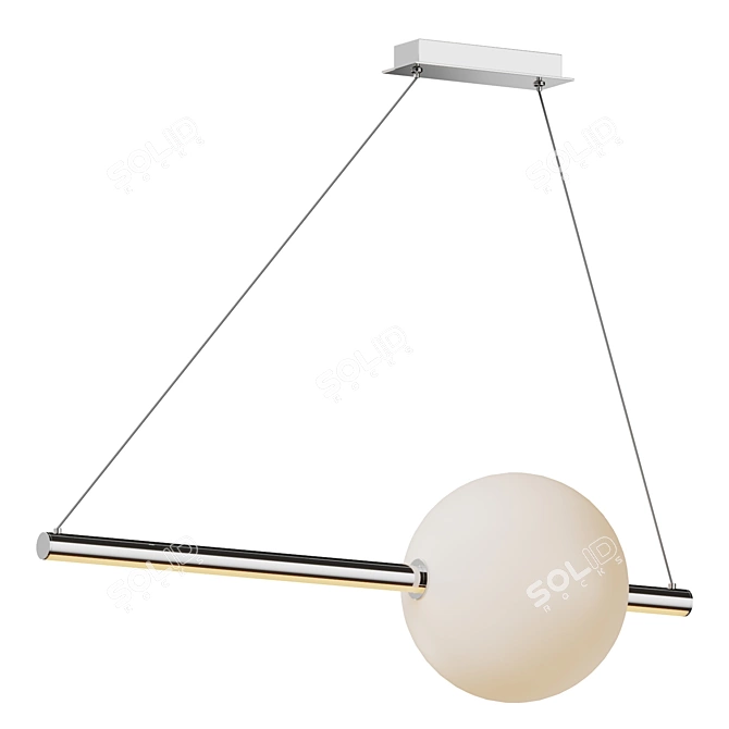 Airy Opal Glass Linear LED Suspension 3D model image 2