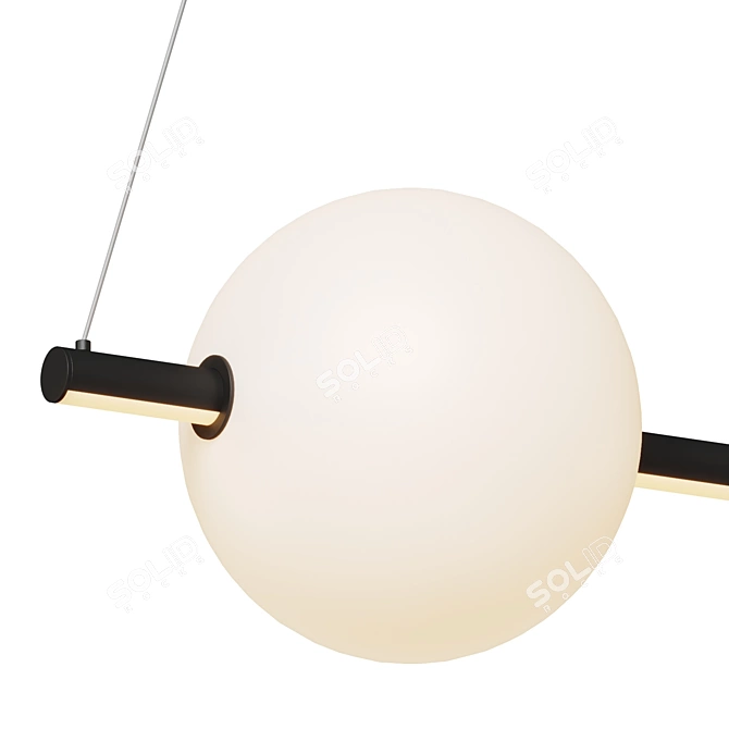 Airy Opal Glass Linear LED Suspension 3D model image 3
