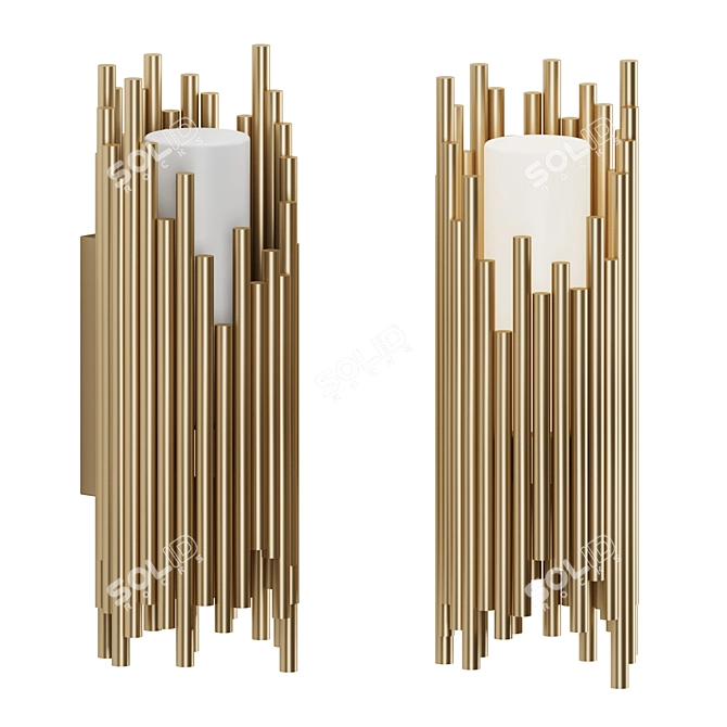 Elegant Brass and White Glass 3D model image 1