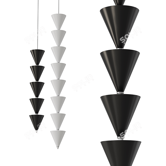 Metal Cone LED Pendant Light 3D model image 1