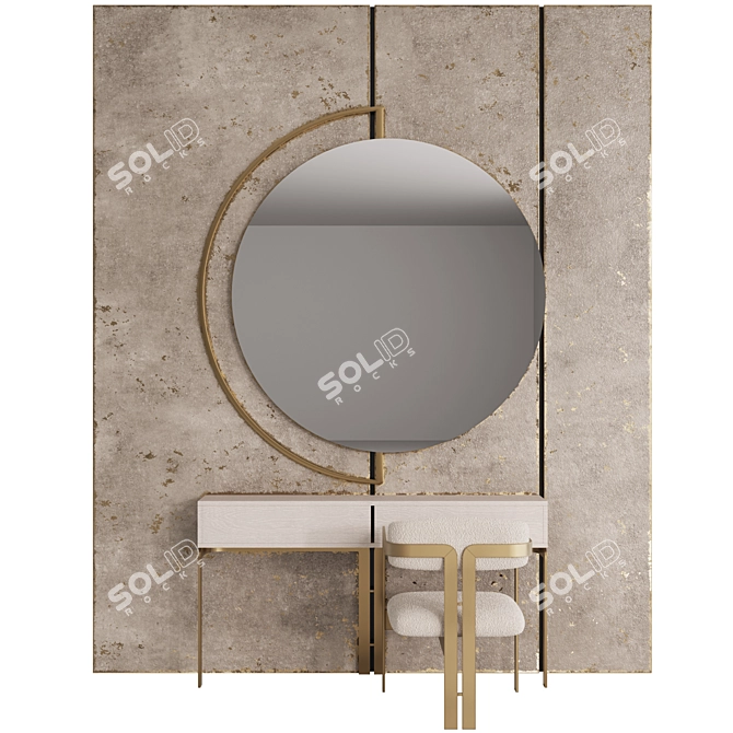 Modern Makeup Vanity with Unique Mirror 3D model image 2