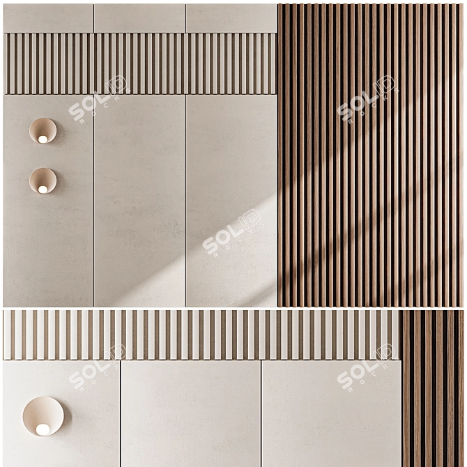 Modern 3D Headboard Panel Set 3D model image 1