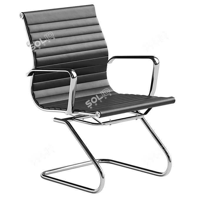 Sleek Black PU Office Chair 3D model image 1