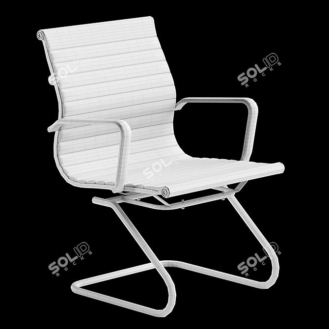 Sleek Black PU Office Chair 3D model image 3