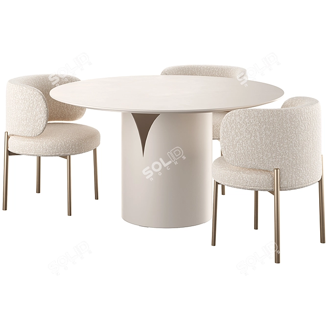  Modern Round Dining Set - VIDA Corona & Akiko 3D model image 1