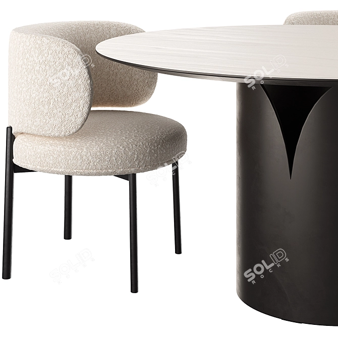  Modern Round Dining Set - VIDA Corona & Akiko 3D model image 4