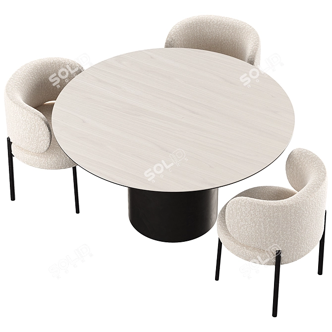  Modern Round Dining Set - VIDA Corona & Akiko 3D model image 5