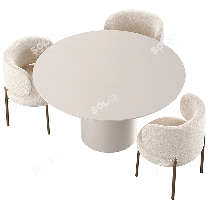  Modern Round Dining Set - VIDA Corona & Akiko 3D model image 6