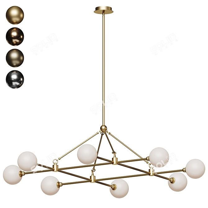 Elegant Andrews Chandelier with Murky Glass 3D model image 1