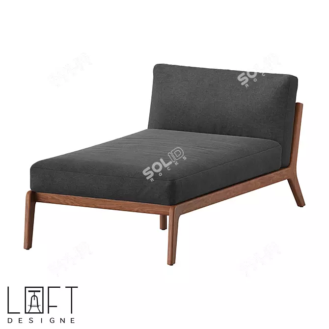 Modern Wood and Fabric Sofa 3D model image 1