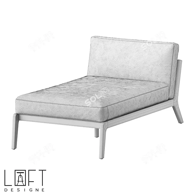 Modern Wood and Fabric Sofa 3D model image 2