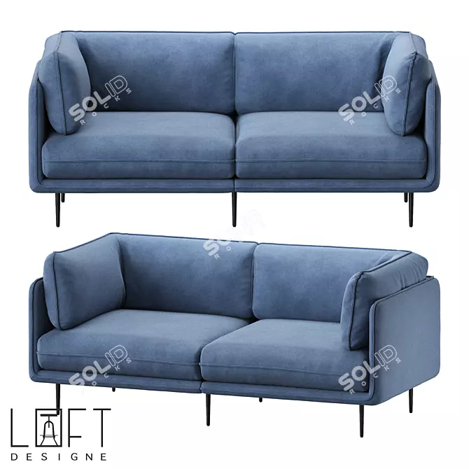 Modern Fabric and Metal Sofa 3D model image 1