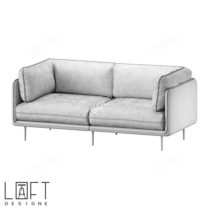 Modern Fabric and Metal Sofa 3D model image 2