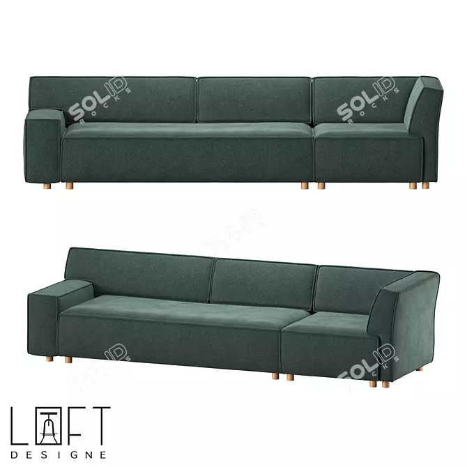 LoftDesign 2497 Modern Wooden Sofa 3D model image 1