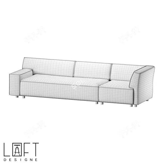 LoftDesign 2497 Modern Wooden Sofa 3D model image 2