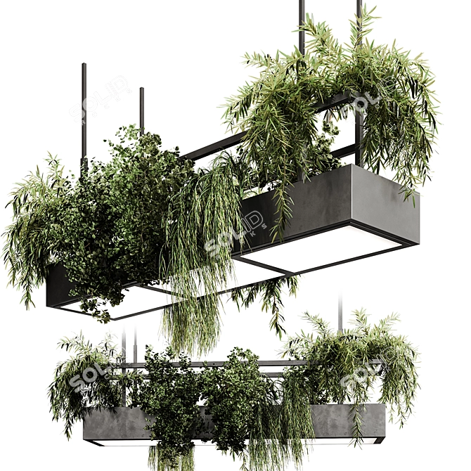 Neoclassic Pendant Light with Plants 3D model image 1