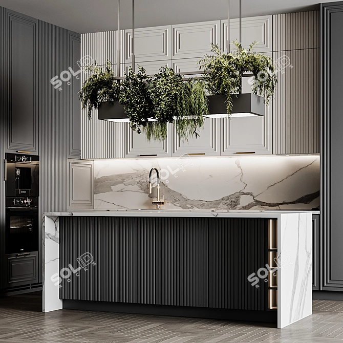 Neoclassic Pendant Light with Plants 3D model image 3