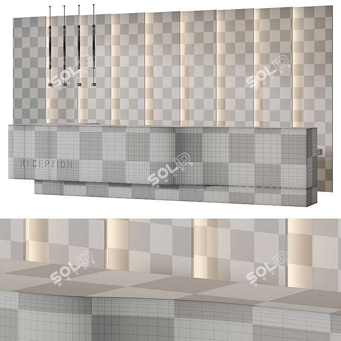 Modern Reception Desk Organic Design 3D model image 4