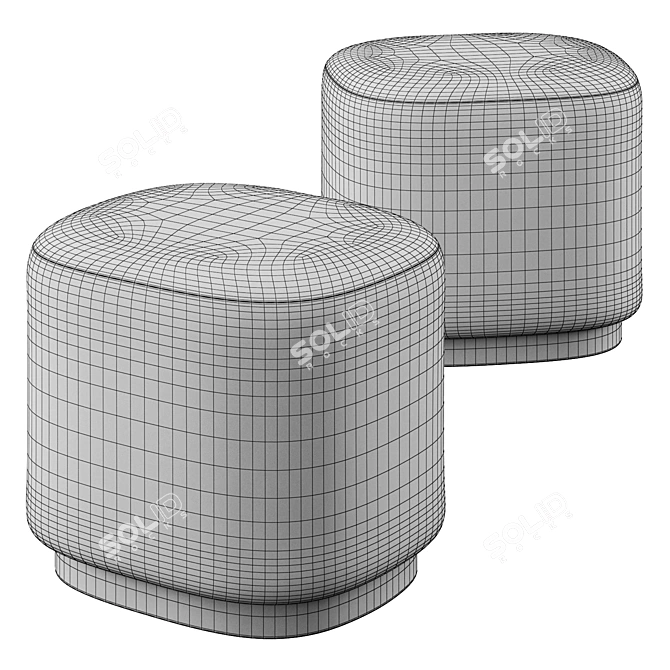 Ciro Square Brown Pouf 3D model image 2