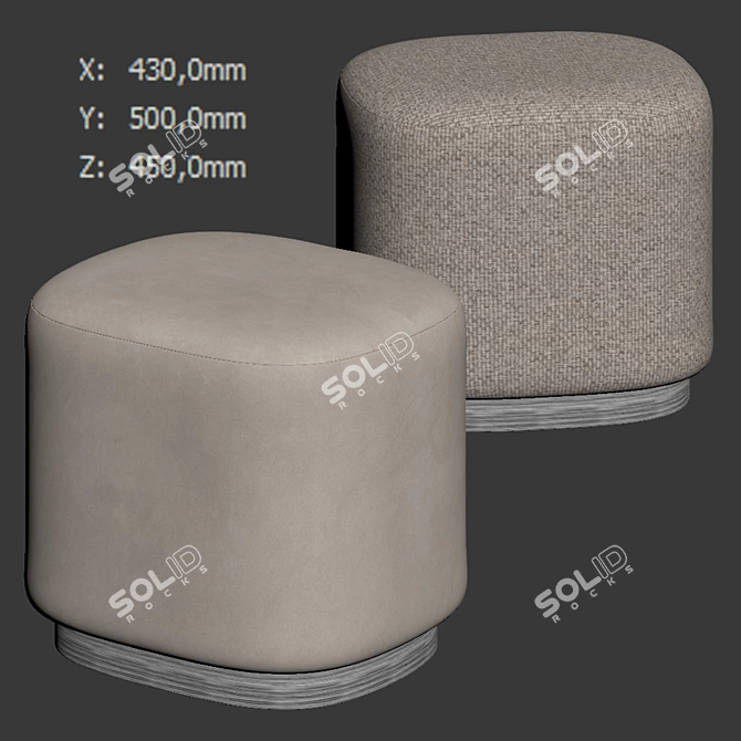 Ciro Square Brown Pouf 3D model image 3