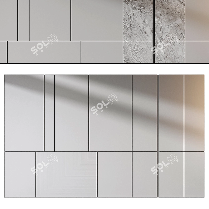  Modern Wood and Marble Panels 3D model image 1